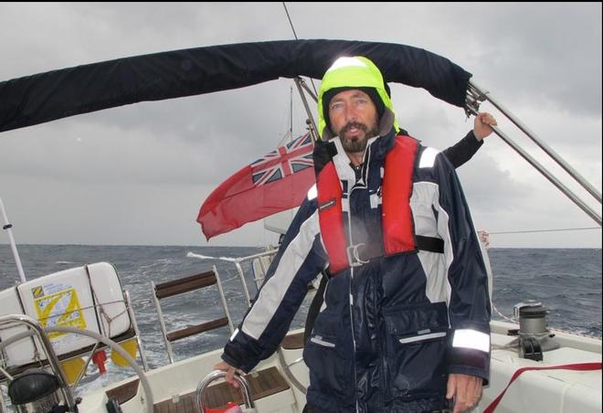 Paul Shard on watch on the Shards’ 5th transatlantic passage. Eating well at sea gives you energy to handle problems during bad weather and to make better decisions.<br />
 © Sheryl Shard
